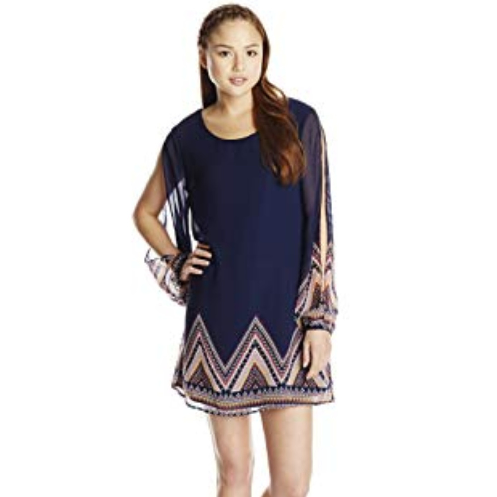 NWT JOLT chevron sheer split sleeve sheath dress MSRP $47 size S